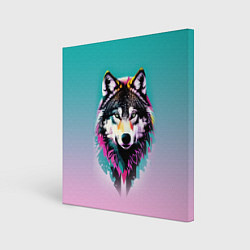Холст квадратный Волчья морда - поп-арт, цвет: 3D-принт