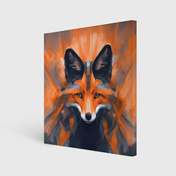 Холст квадратный Нарисованная огненная лиса, цвет: 3D-принт