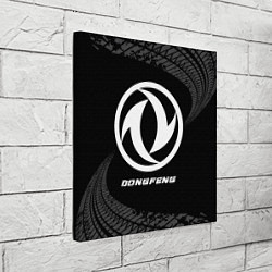 Холст квадратный Dongfeng speed на темном фоне со следами шин, цвет: 3D-принт — фото 2