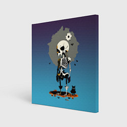 Холст квадратный Funny skeleton - neural network - halloween, цвет: 3D-принт