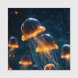 Холст квадратный Люминисцентные медузы, цвет: 3D-принт — фото 2