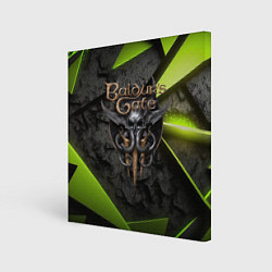 Картина квадратная Baldurs Gate 3 logo green abstract