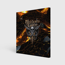 Холст квадратный Baldurs Gate 3 logo gold and black, цвет: 3D-принт