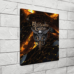 Холст квадратный Baldurs Gate 3 logo gold and black, цвет: 3D-принт — фото 2
