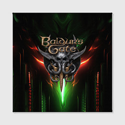 Холст квадратный Baldurs Gate 3 logo green red light, цвет: 3D-принт — фото 2