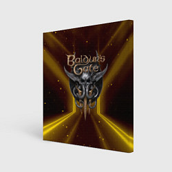 Холст квадратный Baldurs Gate 3 logo black gold, цвет: 3D-принт