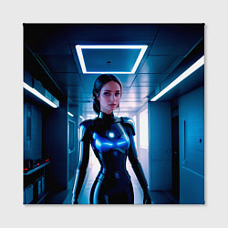 Холст квадратный Девушка биоробот на космической станции, цвет: 3D-принт — фото 2