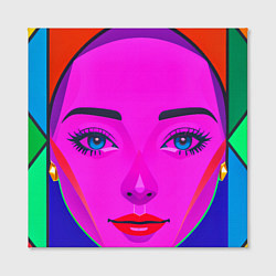 Холст квадратный Девушка с голубыми глазами и фиолетовым лицом, цвет: 3D-принт — фото 2