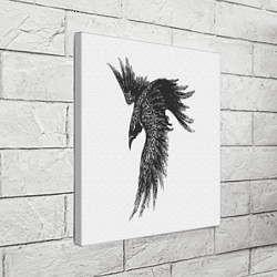 Холст квадратный Чёрный ворон с рунами, цвет: 3D-принт — фото 2