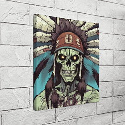 Холст квадратный Индеец зомби с перьями на голове, цвет: 3D-принт — фото 2