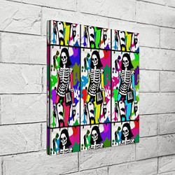 Холст квадратный Разноцветные скелеты девушки - поп-арт - мода, цвет: 3D-принт — фото 2