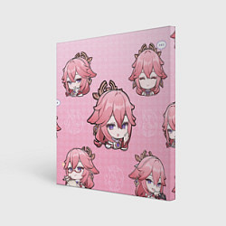 Холст квадратный Chibi Yae Miko Genshin Impact, цвет: 3D-принт