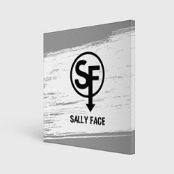 Холст квадратный Sally Face glitch на светлом фоне, цвет: 3D-принт