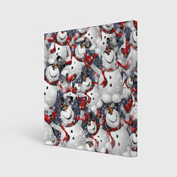 Холст квадратный Зимний паттерн со снеговиками, цвет: 3D-принт