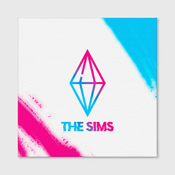 Холст квадратный The Sims neon gradient style, цвет: 3D-принт — фото 2
