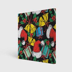 Картина квадратная Узор с рождественскими колокольчиками