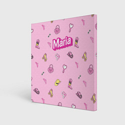 Картина квадратная Имя Мария в стиле барби - розовый паттерн аксессуа