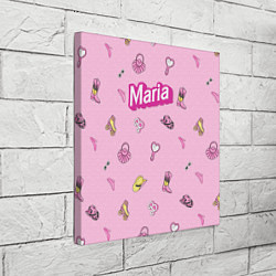 Холст квадратный Имя Мария в стиле барби - розовый паттерн аксессуа, цвет: 3D-принт — фото 2