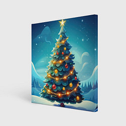 Холст квадратный Новогодняя елка, цвет: 3D-принт