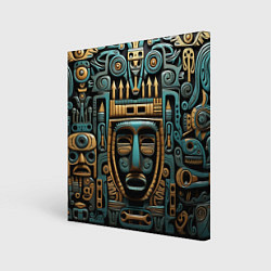 Холст квадратный Орнамент с маской в египетском стиле, цвет: 3D-принт