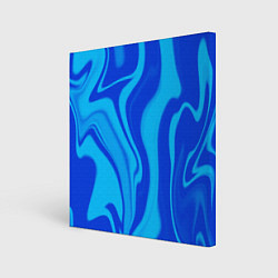 Холст квадратный Абстракция разлитые краски сине-голубой, цвет: 3D-принт