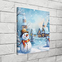 Холст квадратный Новогодний городок и снеговики, цвет: 3D-принт — фото 2