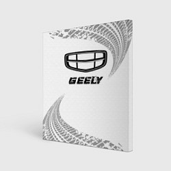 Холст квадратный Geely speed на светлом фоне со следами шин, цвет: 3D-принт