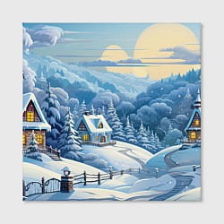 Холст квадратный Зима в деревне, цвет: 3D-принт — фото 2