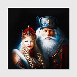 Холст квадратный Дед Мороз и Снегурочка в русских нарядах, цвет: 3D-принт — фото 2