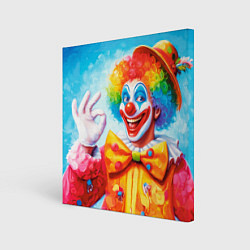 Холст квадратный Нейросеть - картина с клоуном, цвет: 3D-принт