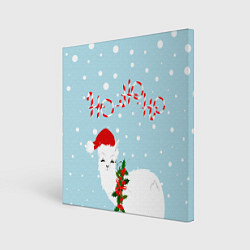 Картина квадратная Лама в роли Санта Клауса