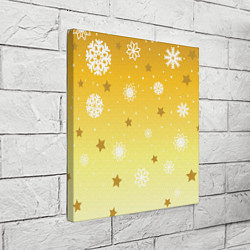 Холст квадратный Снежинки и звезды на желтом, цвет: 3D-принт — фото 2
