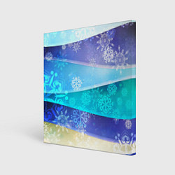 Картина квадратная Абстрактный синий волнистый фон со снежинками