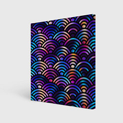 Холст квадратный Разноцветные волны-чешуйки, цвет: 3D-принт