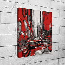 Холст квадратный Черно-красный автомобиль, цвет: 3D-принт — фото 2