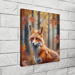 Холст квадратный Рыжая лисица в осеннем лесу, цвет: 3D-принт — фото 2