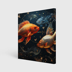 Картина квадратная Рыбки на темном фоне