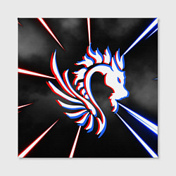 Холст квадратный Трехцветный неоновый дракон, цвет: 3D-принт — фото 2