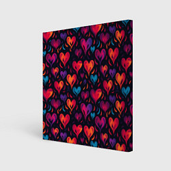 Холст квадратный Паттерн с сердцами, цвет: 3D-принт