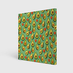 Холст квадратный Авокадо и сердечки, цвет: 3D-принт