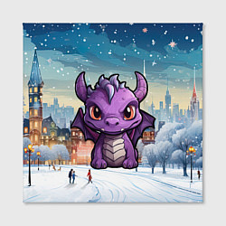 Холст квадратный Фиолетовый недовольный дракон, цвет: 3D-принт — фото 2