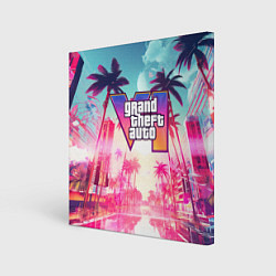 Холст квадратный Gta 6 logo vice city style, цвет: 3D-принт