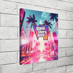 Холст квадратный Gta 6 logo vice city style, цвет: 3D-принт — фото 2