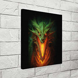 Холст квадратный Зеленый огнедышащий дракон, цвет: 3D-принт — фото 2