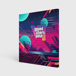 Холст квадратный GTA 6 логотип и абстракция, цвет: 3D-принт