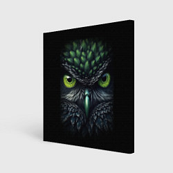 Холст квадратный Грозная зеленая сова, цвет: 3D-принт