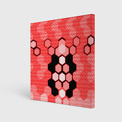 Картина квадратная Красная кибер броня hexagons