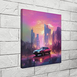 Холст квадратный Спорткар на закате, цвет: 3D-принт — фото 2