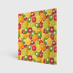 Картина квадратная Фон с экзотическими фруктами