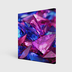 Холст квадратный Розовые и синие битые стекла, цвет: 3D-принт